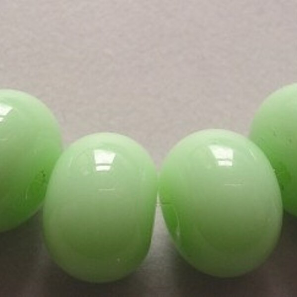 Lampwork Beads Green Glass Handmade Ericabeads Minty Green Spacers (6)