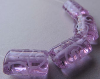 Glass Lampwork Purple Handmade Beads Ericabeads Lavender Blush Kaleras (4)