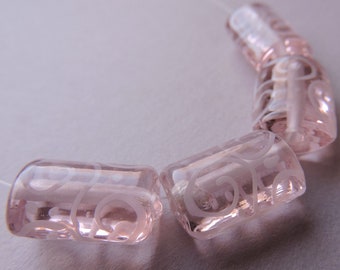 Glass Lampwork Pink Handmade Beads Ericabeads Peachy Pink Kaleras (4)