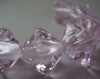 Handmade Glass Pink Lampwork Beads Ericabeads Erbium Pink Crystal Spacers (6)