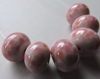 Handmade Lampwork Pink Glass Beads Ericabeads Pink Ladies Slipper Raspberry (6)