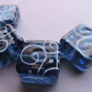 Lampwork Glas blau Perlen Handarbeit Stahl blau Fliesen Ericabeads (4)