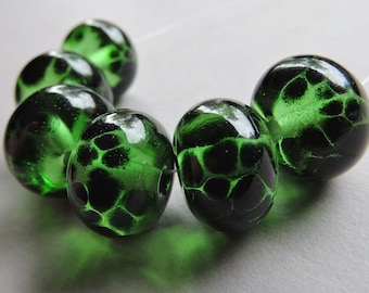 Handmade Lampwork Green Glass Beads Ericabeads Aventurine Green (6)