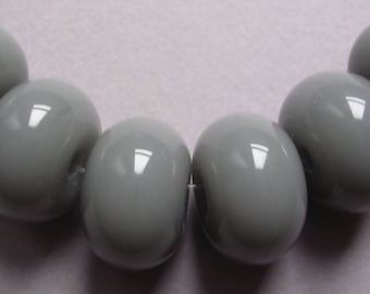 Handmade Lampwork Grey Glass Beads Ericabeads Deco Grey Spacers (6)