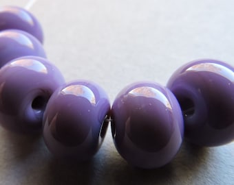 Lampwork Glass Purple Handmade Beads Ericabeads Violet Spacers (6)
