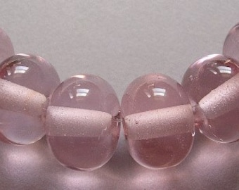 Contas artesanais de vidro pêssego rosa lampwork Ericabeads espaçadores rosa pêssego (6)