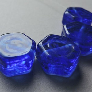 Handgefertigte Perlen Kobalt Blau Lampwork Glas Ericabeads Kobalt Swirl Hex (4)