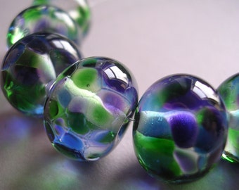 Lampwork Beads Purple Blue Green Handmade Glass Ericabeads Jazzy Jewels (6)
