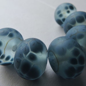 Glass Handmade Blue Beads Lampwork Etched Pigeon Blue Frit Ericabeads (6)
