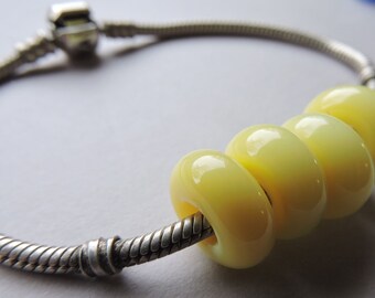 Lampwork Beads Yellow Orange Handmade Glass Ericabeads Butternut BHB European Charm Beads (4)
