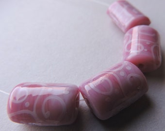 Glass Lampwork Pink Handmade Beads Ericabeads Smoothie Pink Kaleras (4)