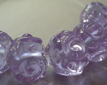 Vidrio hecho a mano Púrpura Azul Lámpara Cuentas Ericabeads Púrpura Azul Scrolled Sparklies (6)