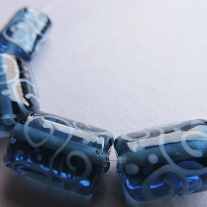 Glas Lampwork Blau Handarbeit Perlen Ericabeads Stahl Blau Kaleras (4)