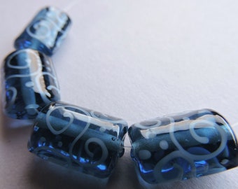 Glass Lampwork Blue Handmade Beads Ericabeads Steel Blue Kaleras (4)