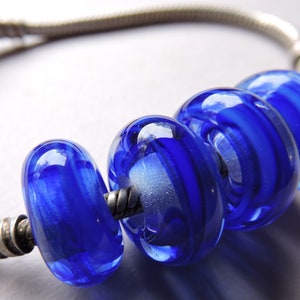Glasperlen Blau Lampwork Handarbeit European Charm Beads BHB Big Hole Beads Ericabeads Cobalt (4)