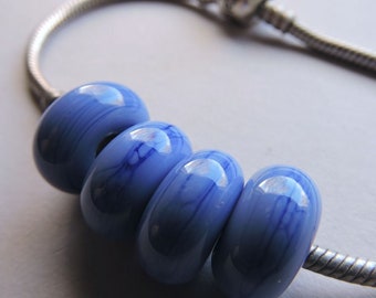 Lampwork Beads Blue Handmade Glass Ericabeads Periwinkle Marble BHB European Charm Beads (4)