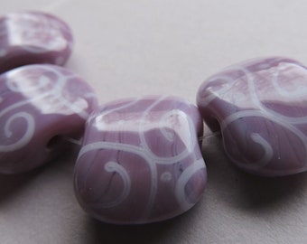 Lampwork Beads Purple Handmade Glass Ericabeads Oregon Grape Squeezes (4)