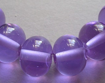 Glass Lampwork Purple Handmade Beads Ericabeads Transparent Dark Lavender Spacers (6)