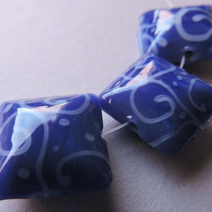 Lampwork Glass Purple Beads Handmade Violet Blue Pillows Ericabeads (3)