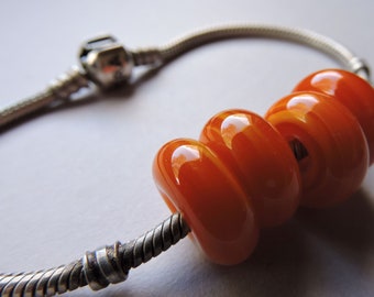 Lampwork Beads Orange Handmade Glass Ericabeads Tomato Soup BHB European Charm Beads (4)