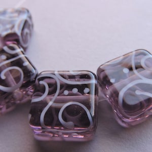 Lampwork Glas Lila Perlen Handarbeit Amethyst Lila Fliesen Ericabeads (4)