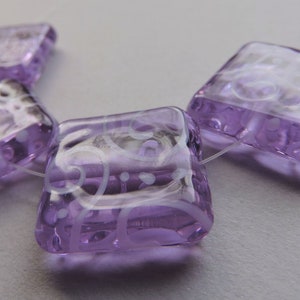 Lampwork Glass Purple Beads Handmade Dark Lavender Square Sweeties Ericabeads (4)