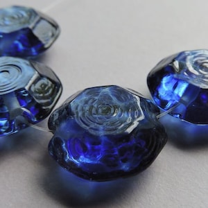 Lampwork Glas blau Perlen Handarbeit Chill Intense Blue Frit Facett Ericabeads (4)