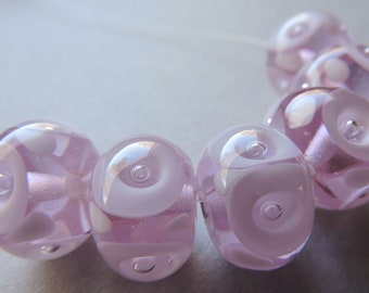 Glass Handmade Lavender Lampwork Beads Ericabeads Purple Poked Beads (6)