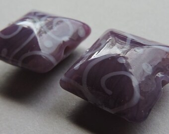 Lampwork Glass Purple Beads Handmade Oregon Grape Pillows Ericabeads (2)