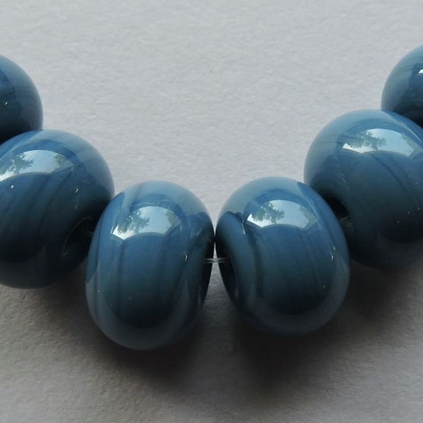 Handmade Glass Blue Lampwork Beads Ericabeads Bluestone Spacers (6)