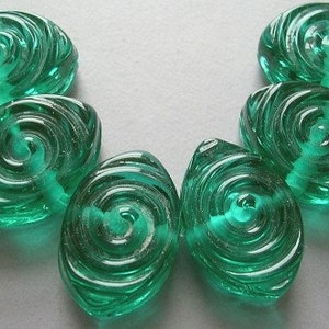 Handmade Glass Blue Green Lampwork Beads Ericabeads Teal Spiral Zulus 6 image 2