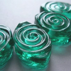 Handmade Glass Blue Green Lampwork Beads Ericabeads Teal Spiral Zulus 6 image 1