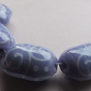 Lampwork Glass Purple Beads Handmade Ericabeads Grape Oval Lentils  (4)