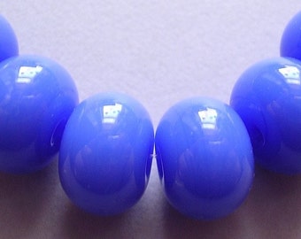 Handmade Lampwork Blue Glass Beads Ericabeads Blue Spacers (6)