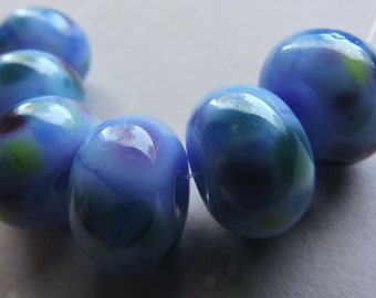 Handgefertigte Lampwork Blau Grün Glasperlen Ericabeads Donau (6)