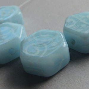 Lampwork Glass Blue Beads Handmade Ericabeads Baby Blue Hex (4)