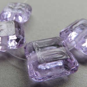 Lampwork Glass Purple Beads Handmade Chill Pale Lavender Facet Squares Ericabeads (4)