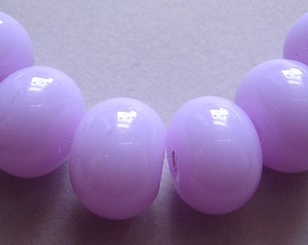 Handmade Glass Lampwork Beads Lavender Purple Ericabeads Lavender Spacers (6)
