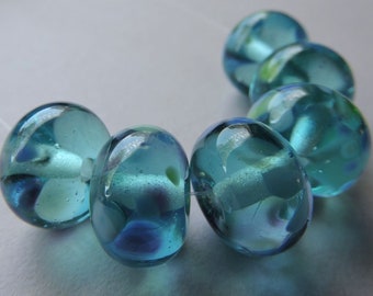 Handmade Lampwork Blue Green Glass Beads Ericabeads Danube (6)