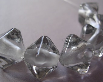 Handmade Glass Grey Lampwork Beads Ericabeads Indigo Tint Crystal Spacers (6)