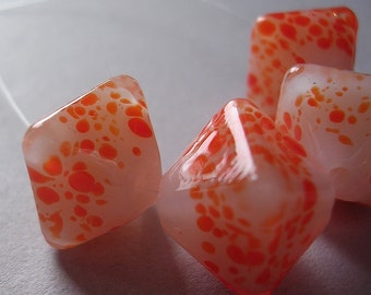 Lampwork Glass Beads Handmade Ericabeads Orange Frit Crystals (4)