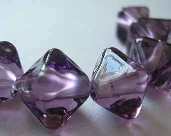 Handmade Glass Purple Lampwork Beads Ericabeads Amethyst Purple Crystal Spacers (6)