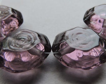 Lámpara de vidrio perlas púrpura hechas a mano Chill Pale Amethyst Facet Hex Ericabeads (4)