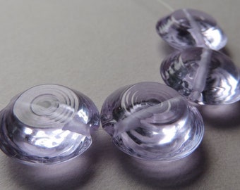 Lampwork Glass Purple Beads Handmade Chill Pale Lavender Facet Tabs Ericabeads (4)