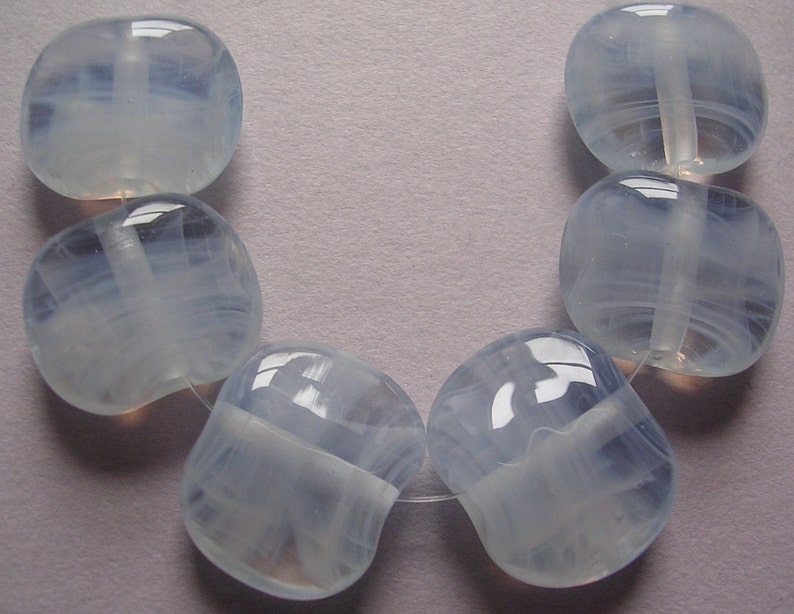 Lampwork Beads Grey Handmade Glass Ericabeads Indigo Ice Squeezes 6 image 2