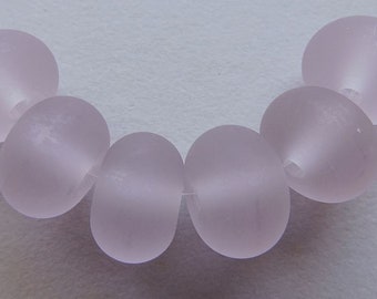 Handmade Glass Purple Lampwork Beads Ericabeads Etched Lilac Tint Spacers (6)