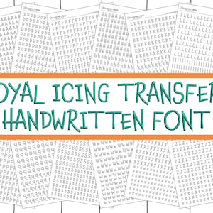 Hojas de transferencia de glaseado real de fuente de estilo escrito a mano, descarga digital, tamaños de 0,5"-1,5" para pasteles personalizados, regalo ideal para panaderos caseros