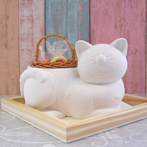 Figurine chat à peindre sur un plateau en bois pour vous ou pour offrir image 1