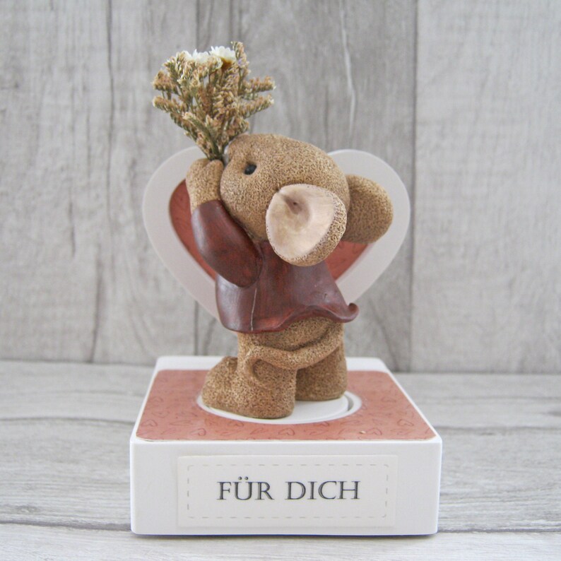 Maus aus Keramik in Aufsteller mit Herz als Geschenk oder herzige Deko Bild 6
