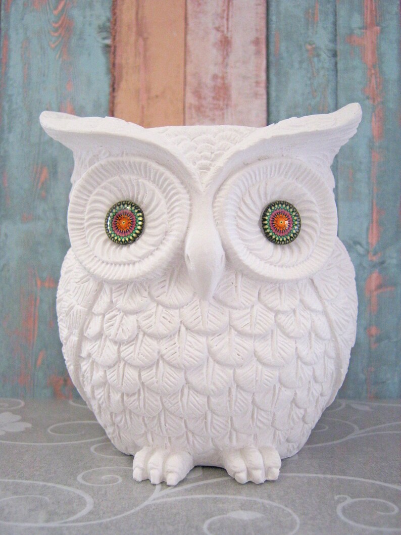 Owl figurine to paint on a wooden tray for you or as a gift image 2